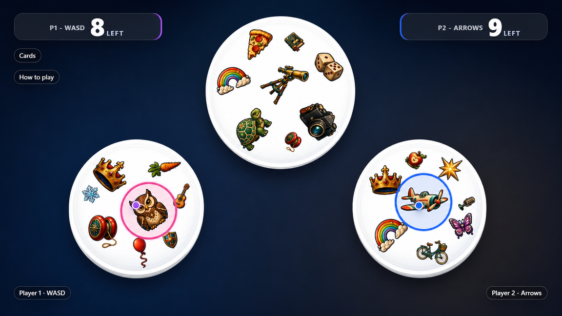 Screenshot of MonoMatch showing a symbol-matching browser game
